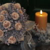 Compleet houten pot, toef, bondje standaard en kaars