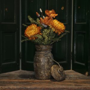Grote houten pot craquelé met prachtige opmaak